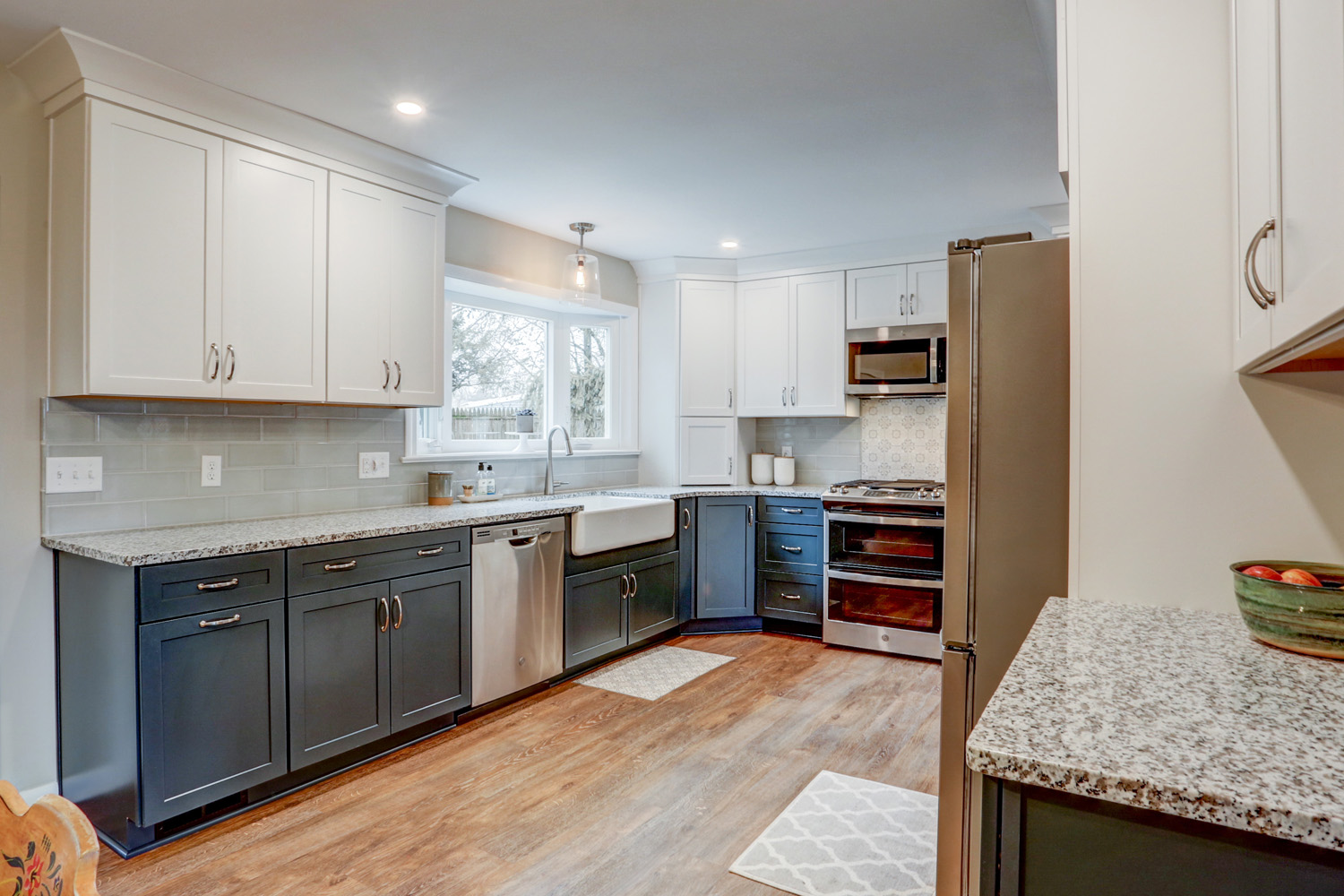 White and Blue Cabinets in Warwick Township Kitchen Remodel