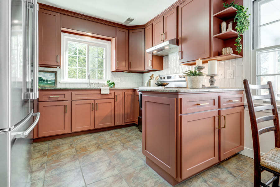 Lancaster Kitchen Refresh with cherry cabinets and tile flooring