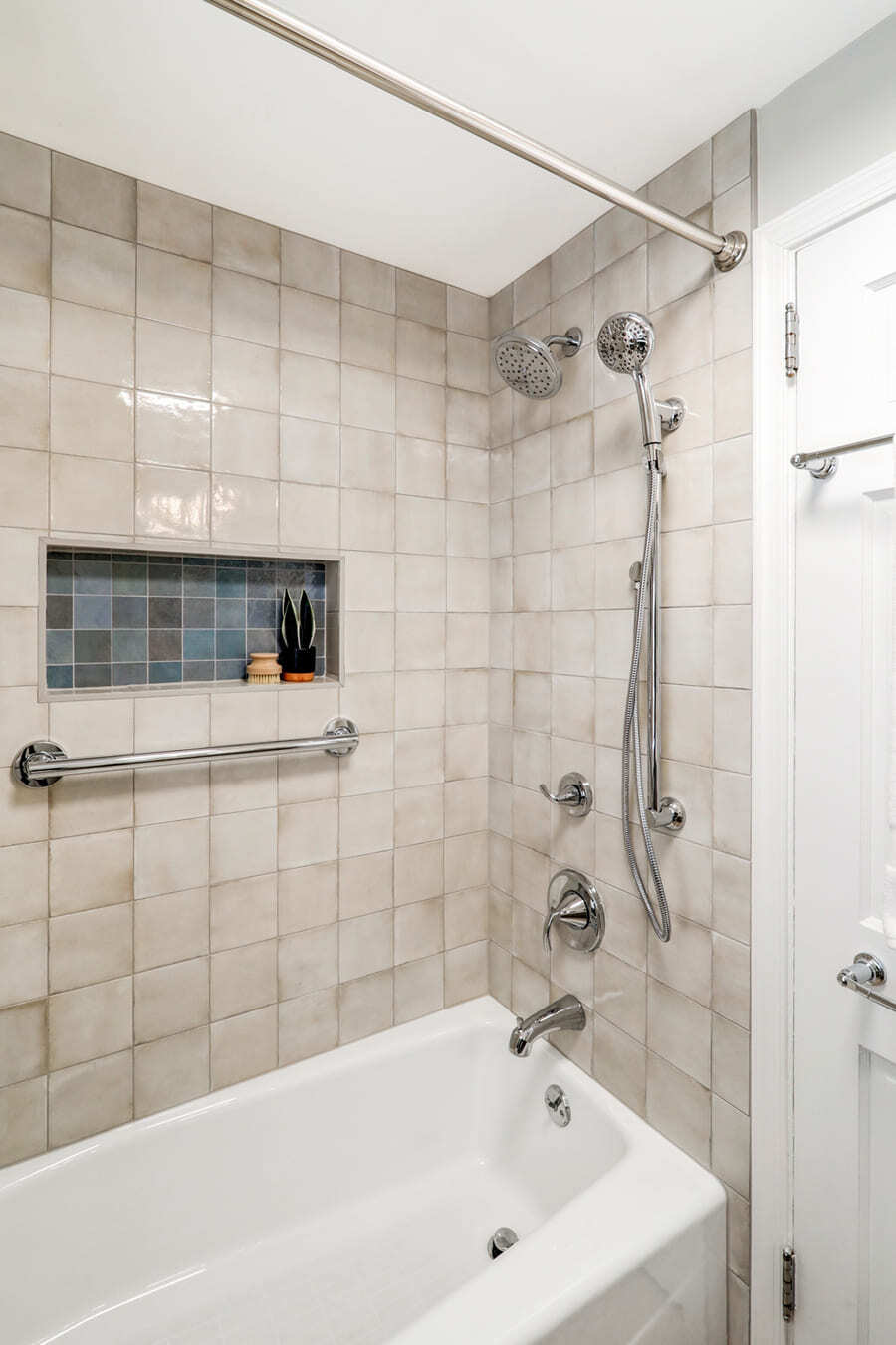 tile shower in Lancaster primary bathroom remodel