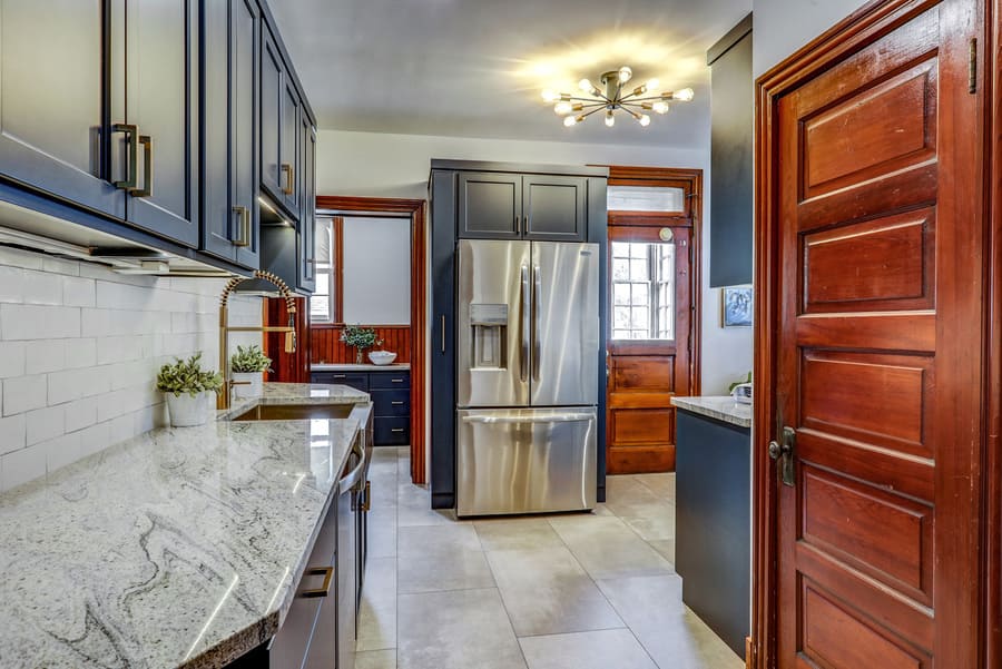 Mount Joy Kitchen Remodel with blue cabinets