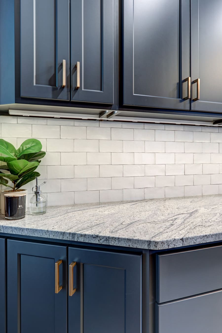 Blue cabinets and Granite countertop Mount Joy Kitchen Remodel