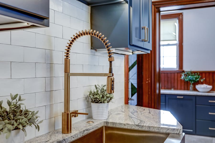 Brushed gold faucet in Mount Joy Kitchen Remodel