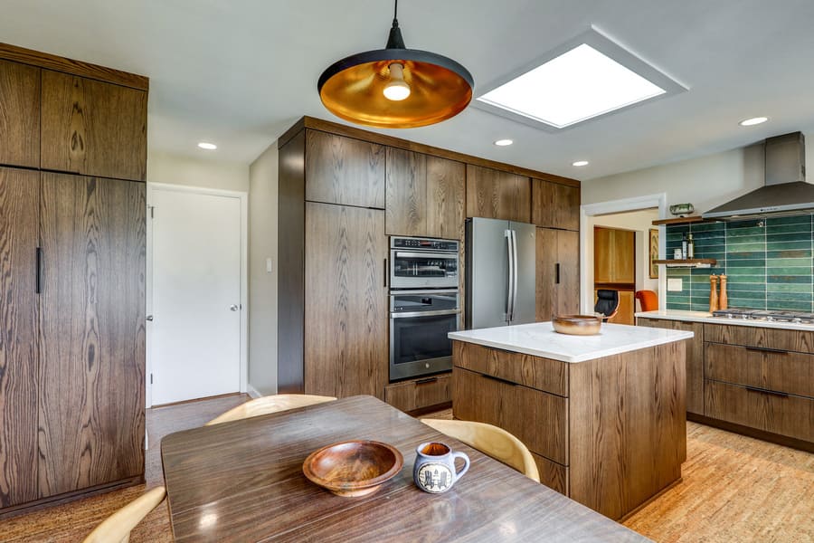 brown flat panel cabinets in Manheim Township Kitchen remodel 