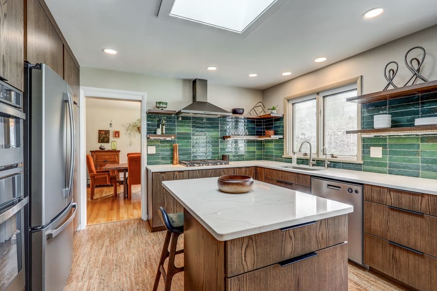 Manheim Township Kitchen remodel with brown wood cabinets