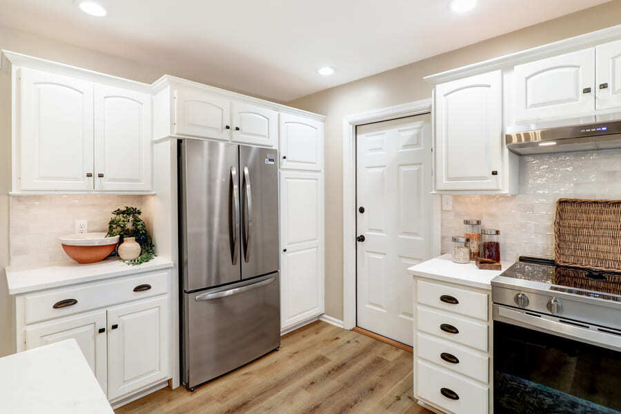Conestoga Valley Kitchen Refresh with white cabinets and matte black hardware