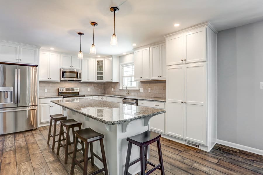 Lititz kitchen remodel with large island and pendant lights