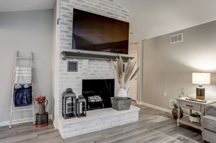 Painted fireplace in Manheim Township Dining Room remodel