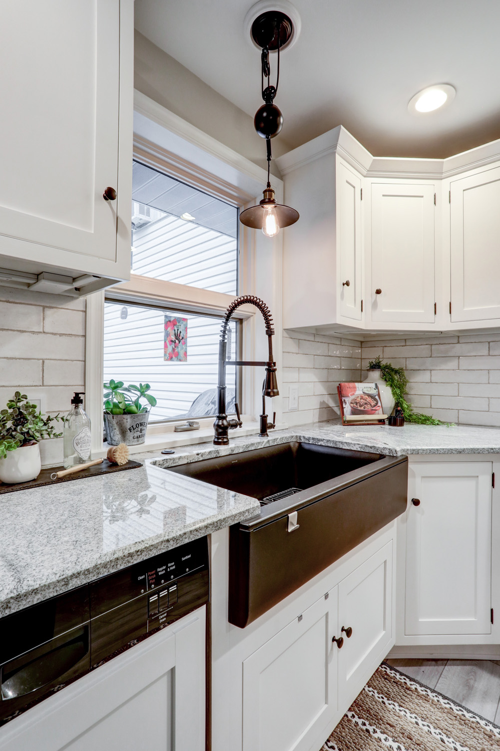 Manheim Township Kitchen Remodel with matte black faucet and farm sink