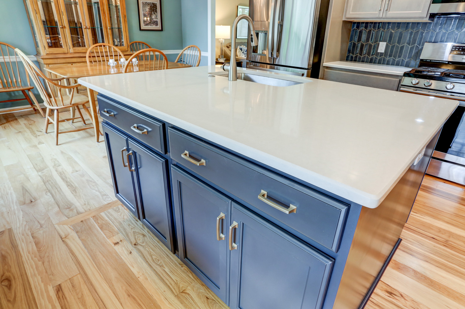 Island with Quartz Countertop in Rohrerstown Kitchen Remodel