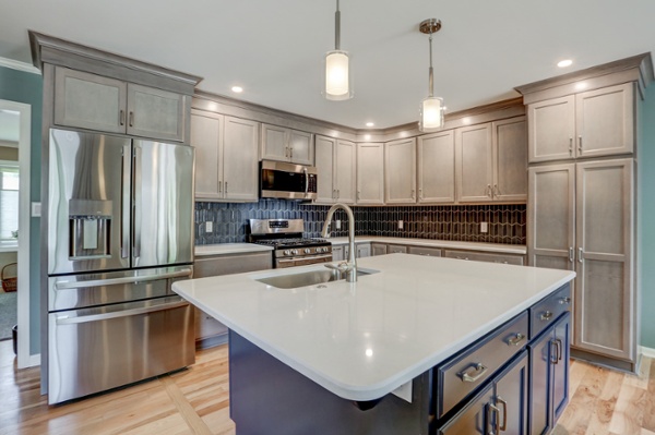 Rohrerstown kitchen remodel with gray cabinets and large island