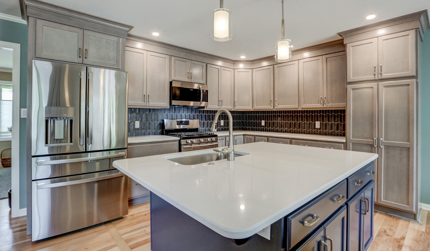 Accent island in Lancaster PA kitchen remodel