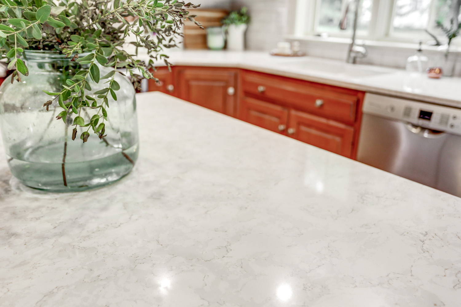 Quartz countertops in Centerville Kitchen Refresh