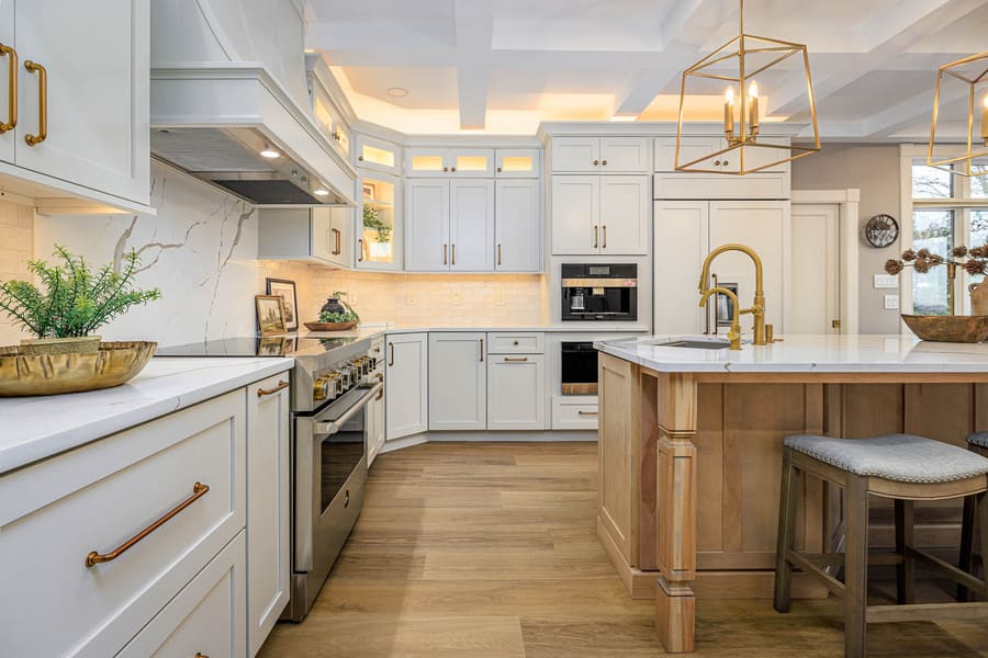 Lititz Kitchen Remodel with cream cabinets and birch island cabinets