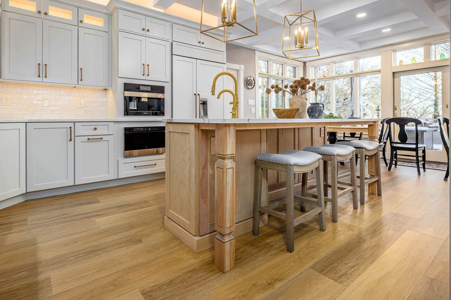 detailed custom island with seating Lititz Kitchen Remodel