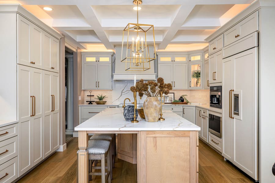 Lititz Kitchen Remodel with cream cabinets and large kitchen island with seating