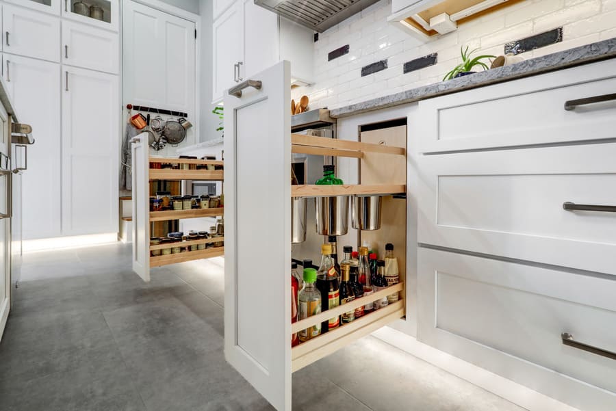 pull out storage cabinets in Lancaster kitchen remodel 