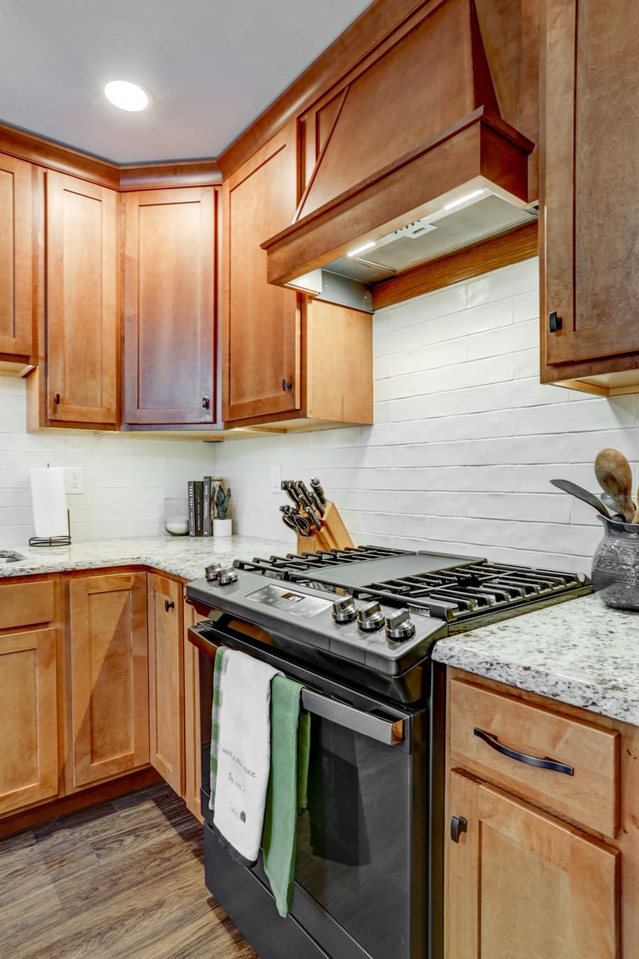 Maple Wood Range Hood in Hempfield Kitchen Remodel