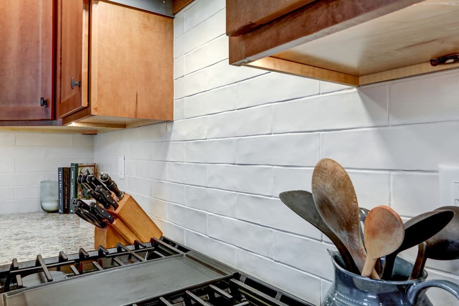 white backsplash in Hempfield Kitchen Remodel