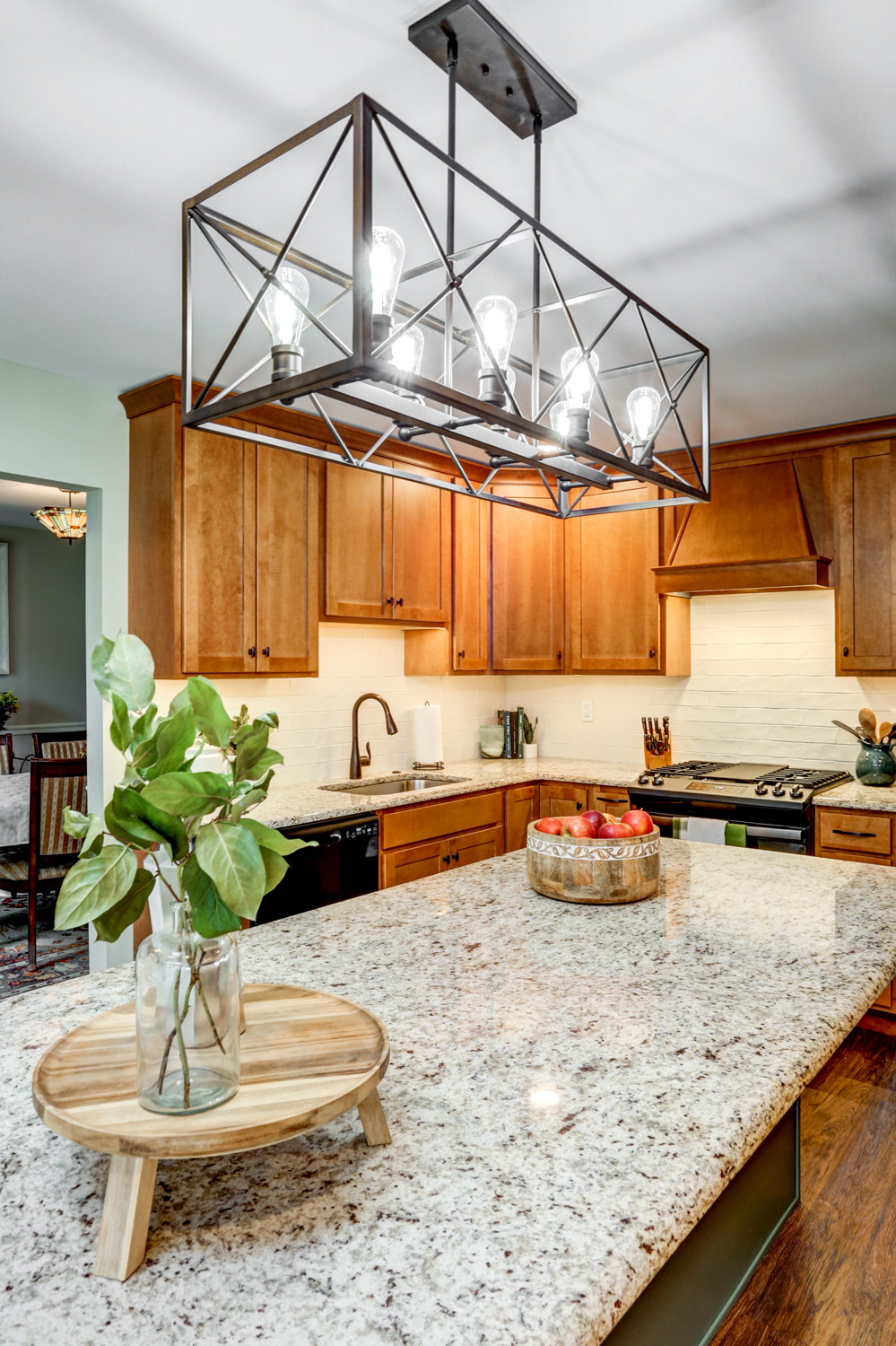 Hempfield Kitchen Remodel with large pendant light