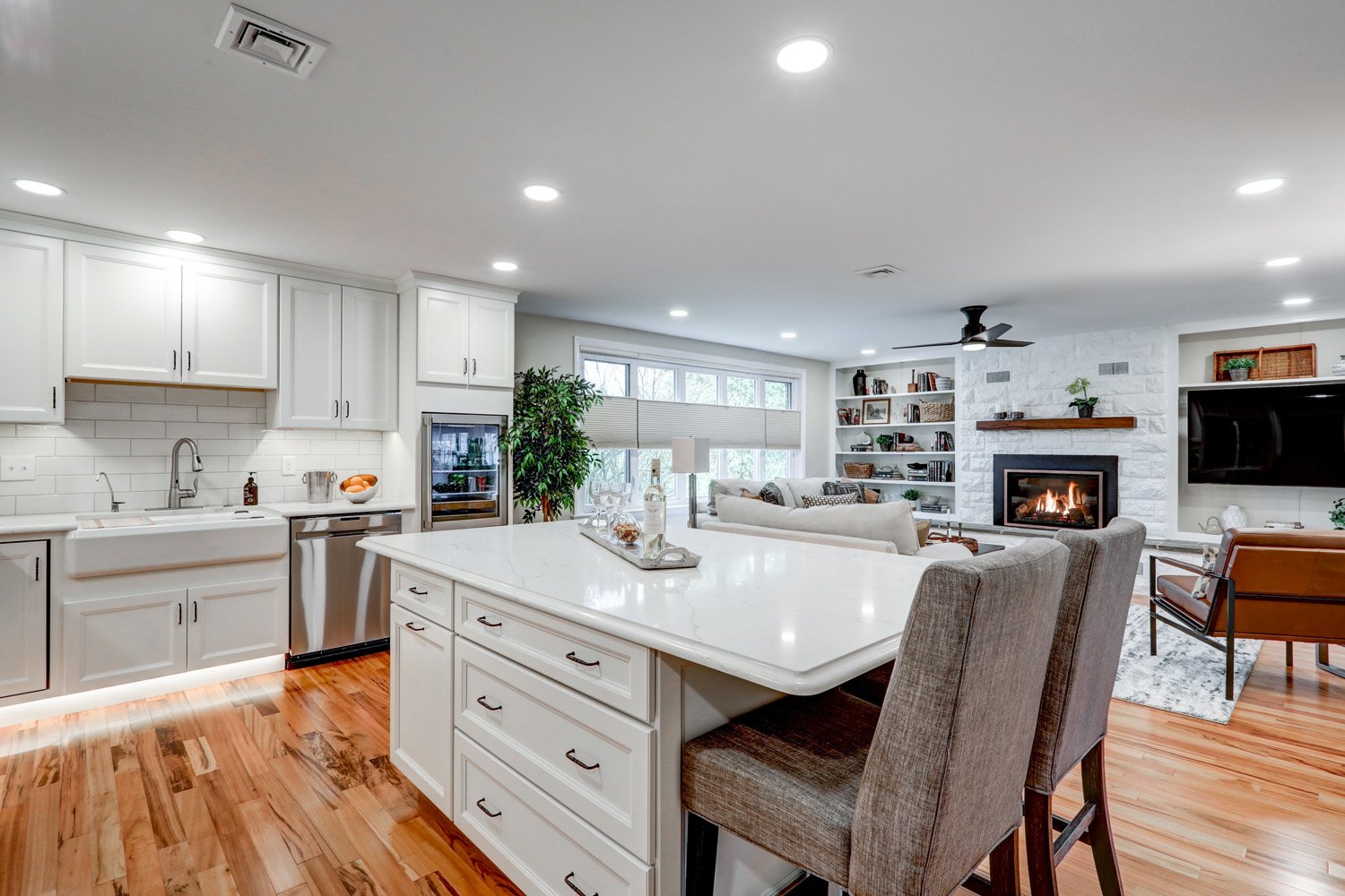 Leola Open Kitchen and Family Room Remodel with large island
