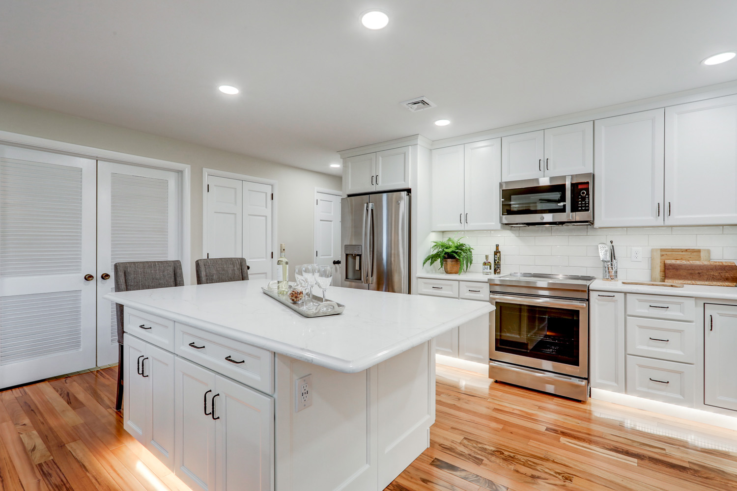 Island with quartz countertops in Leola Kitchen Remodel