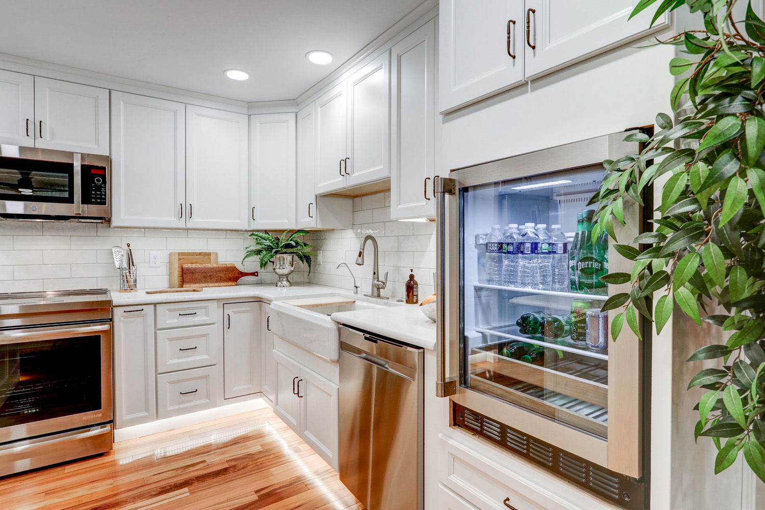 Leola kitchen remodel with beverage fridge