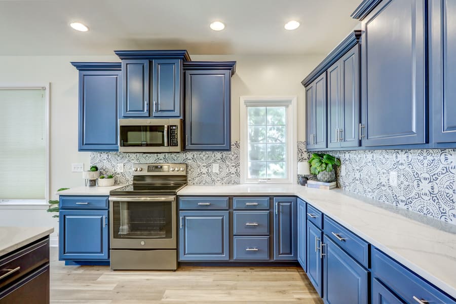 Lampeter-Strasburg Kitchen Remodel with blue cabinets and quartz countertop