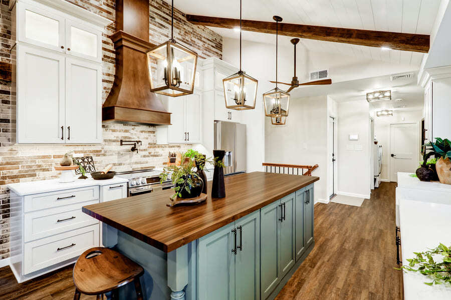 Lancaster Kitchen Remodel with dark brown butcher block