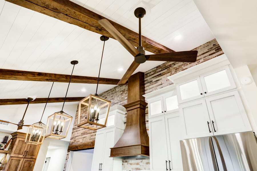 vaulted ceiling and exposed beams in Lancaster Kitchen Remodel