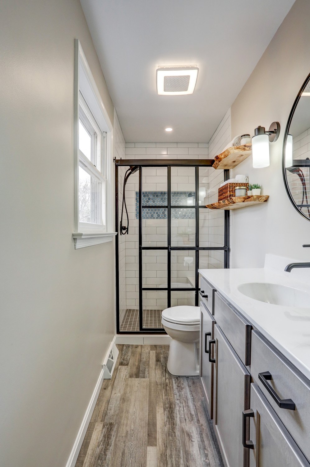 Matte Black Grid Shower in Master Bathroom Remodel in Lancaster 