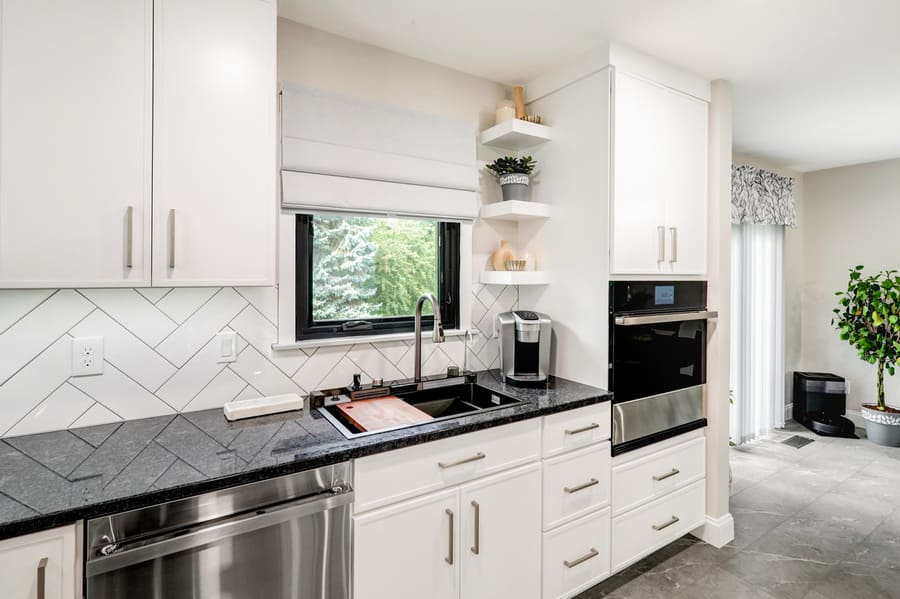 Rohrerstown Kitchen Remodel with white cabinets and brushed nickel hardware