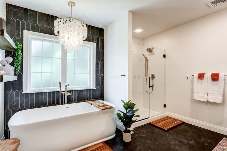 Manheim Township Primary Bathroom Addition with freestanding bathtub