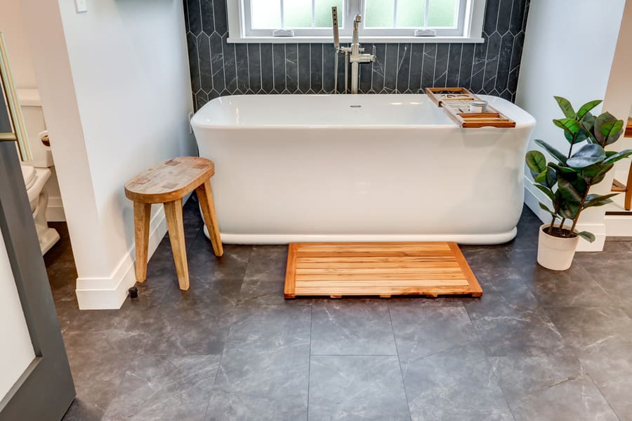 gray floors in Manheim Township Primary Bathroom Addition