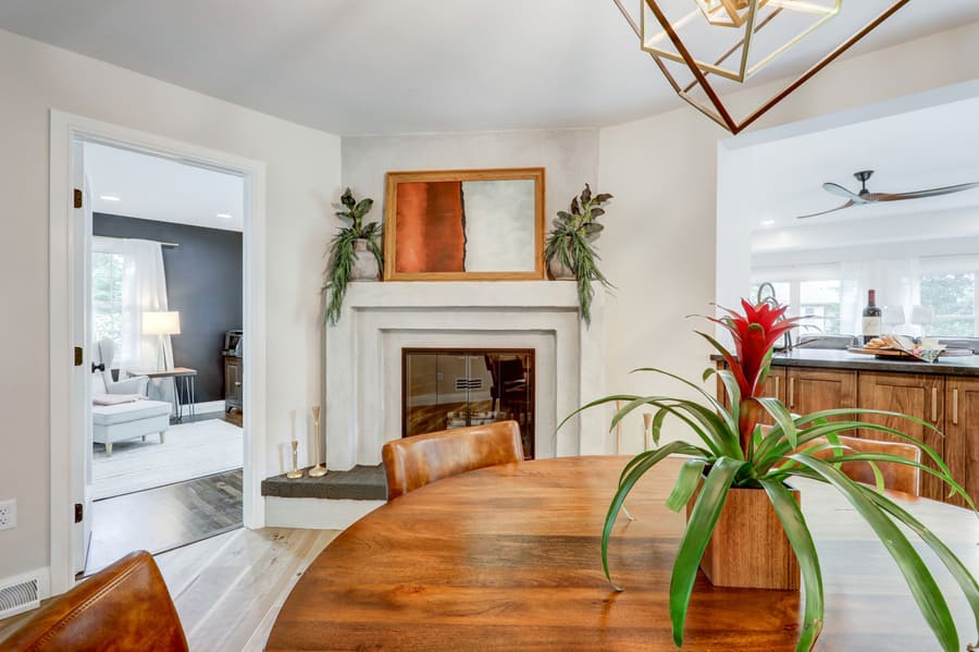 fire place in manehim township kitchen remodel