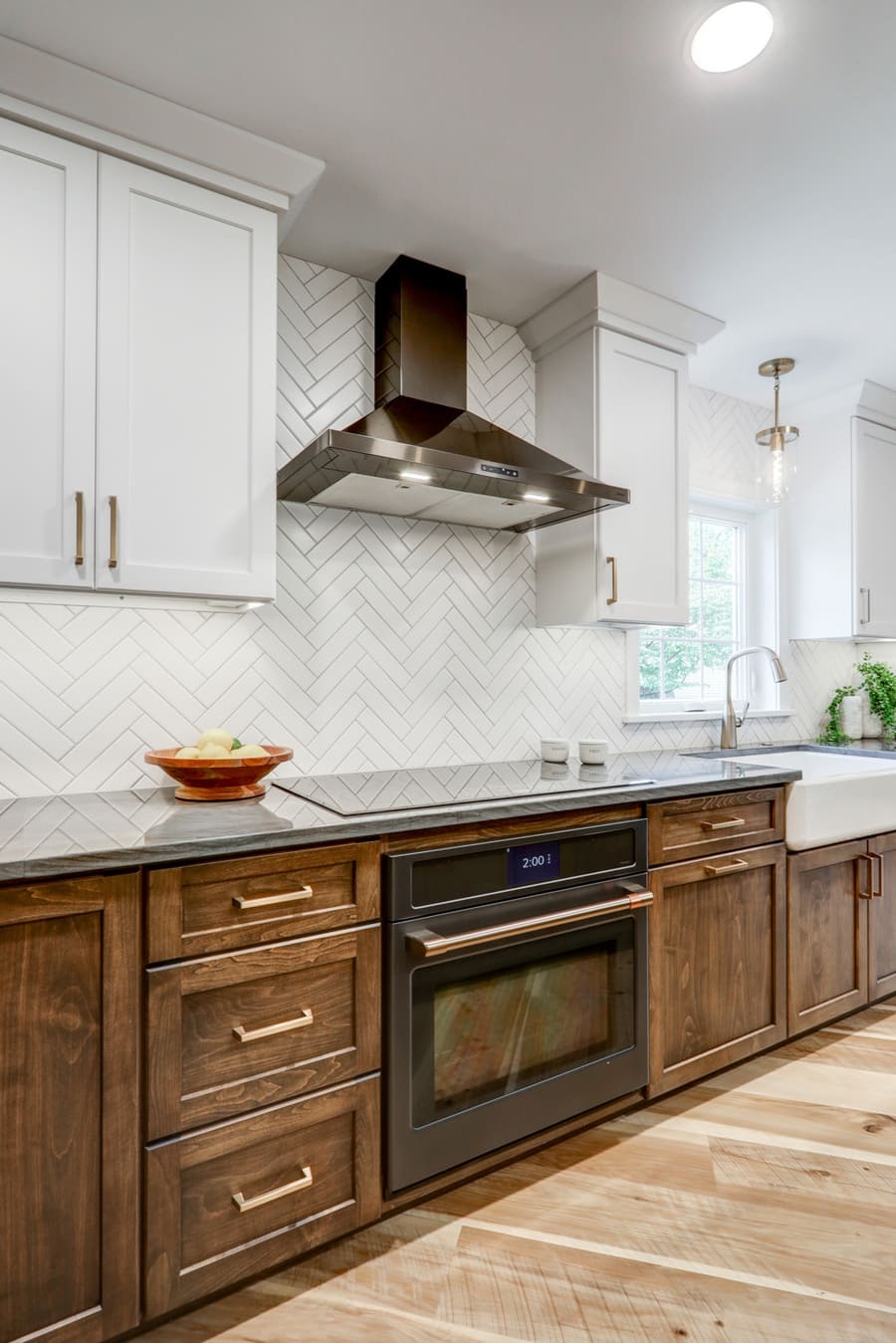 Dark wood cabinets with gold hardware in Manheim Township Kitchen Remodel