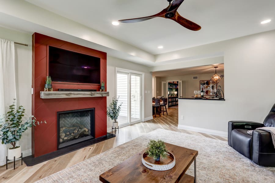 Sunroom remodel in Manheim Township with fireplace