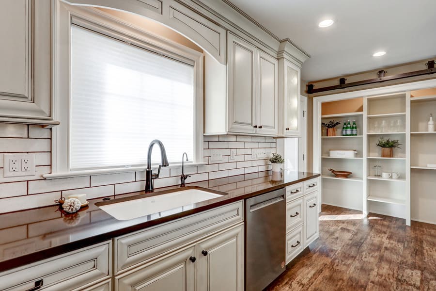 Manheim Kitchen Remodel with subway tile backsplash and pantry