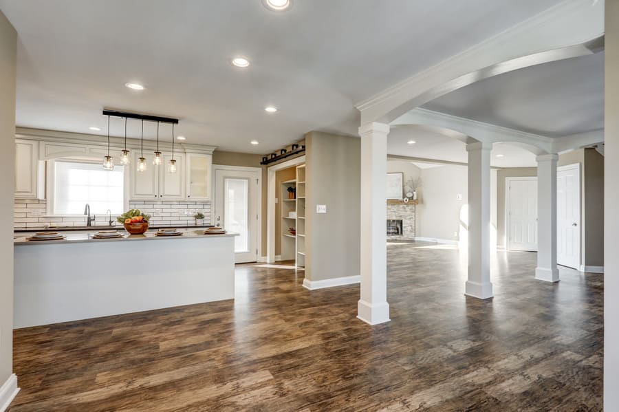 Open living area and kitchen in Manheim home remodel