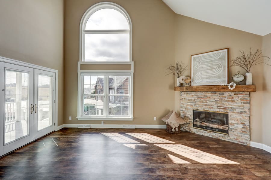 Large living room and fireplace in Manheim home remodel