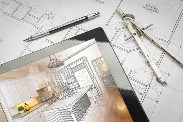 drawings of a design-build kitchen remodel