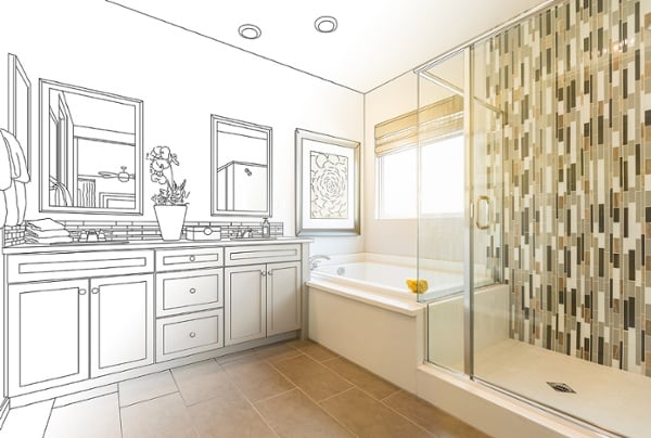 bathroom transformation from drawing to finish project