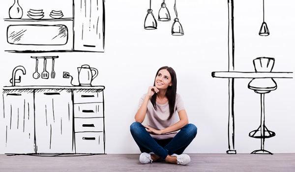 woman dreaming about her kitchen remodel