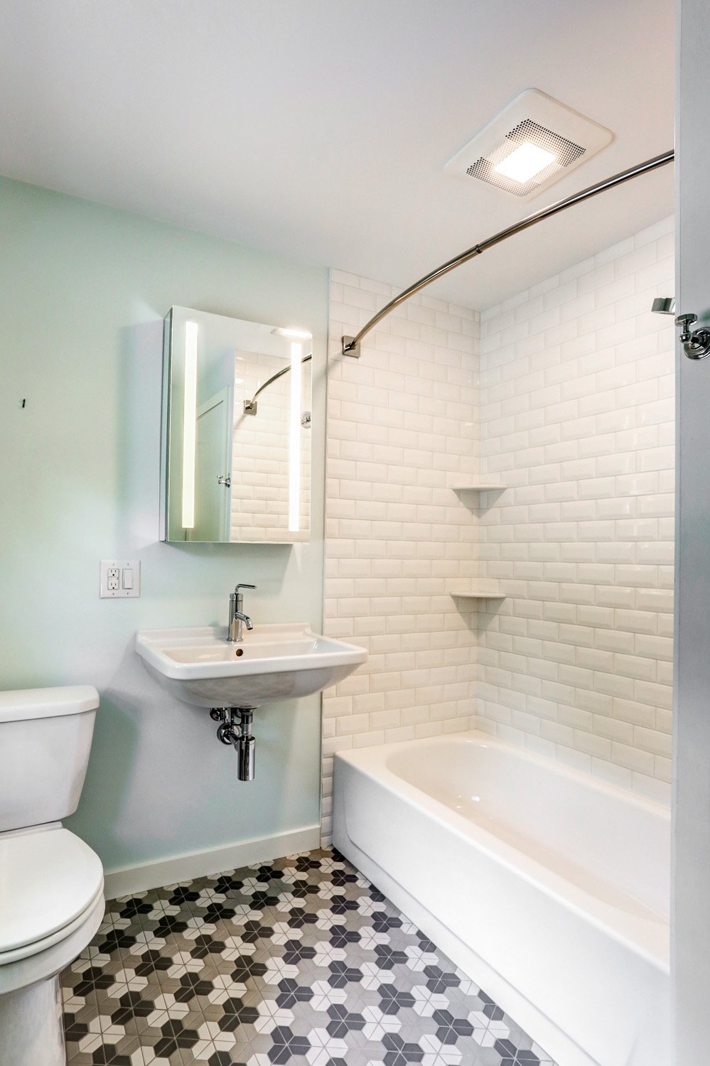 West Lancaster Bathroom Remodel with tile design flooring
