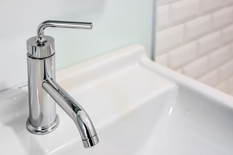 Modern faucet in Lancaster bathroom remodel