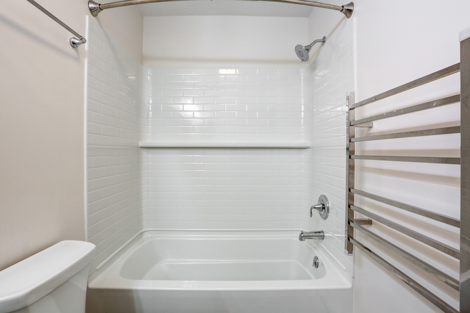 Alcove shower in Bloomingdale guest bathroom remodel