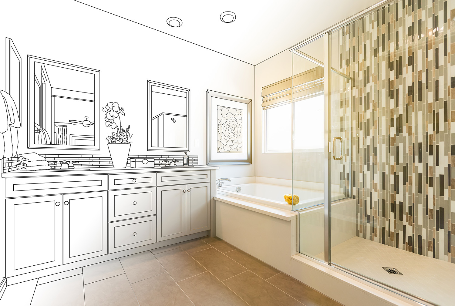 bathroom transformation from drawing to finish project