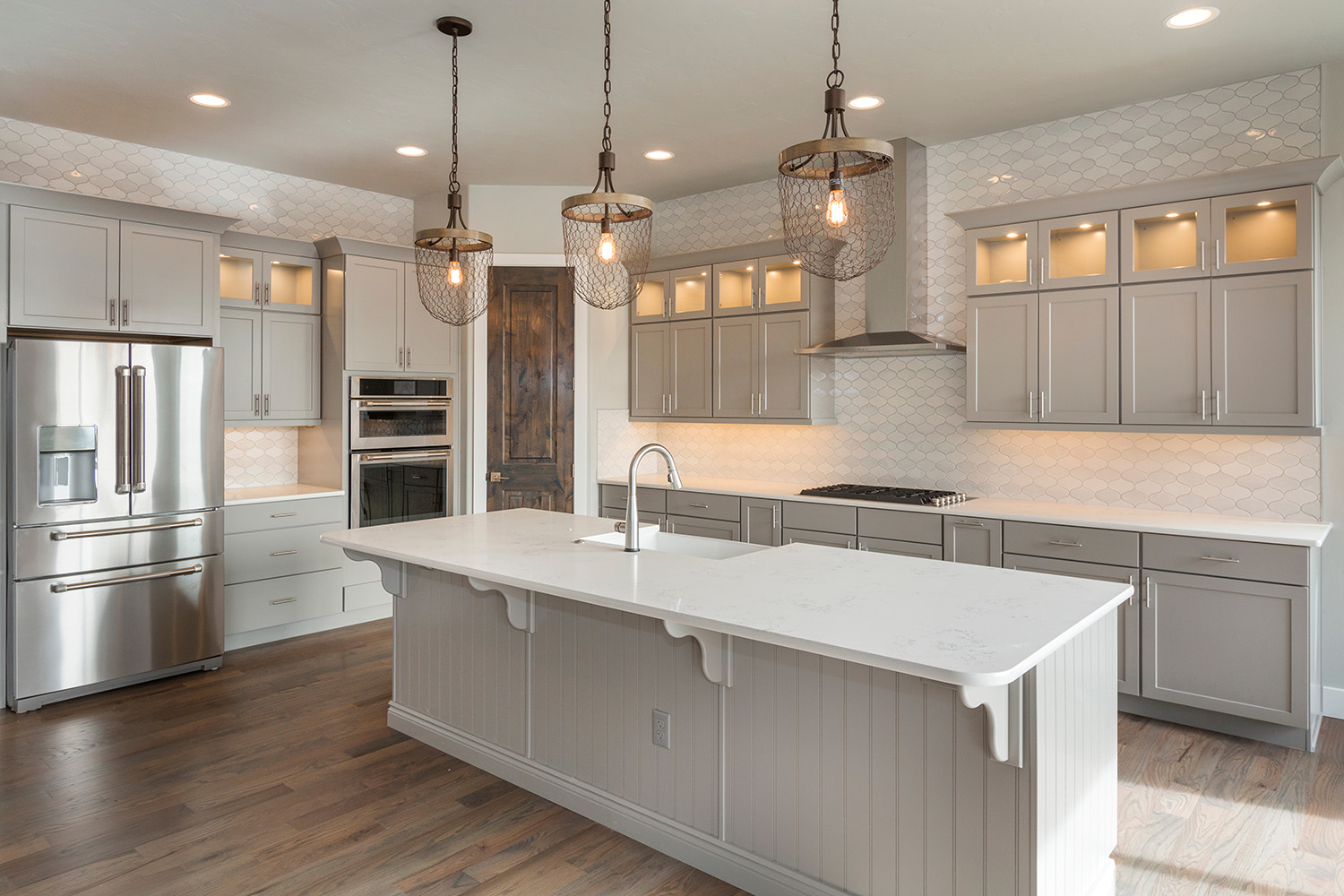 Gray cabinets in a remodeled kitchen