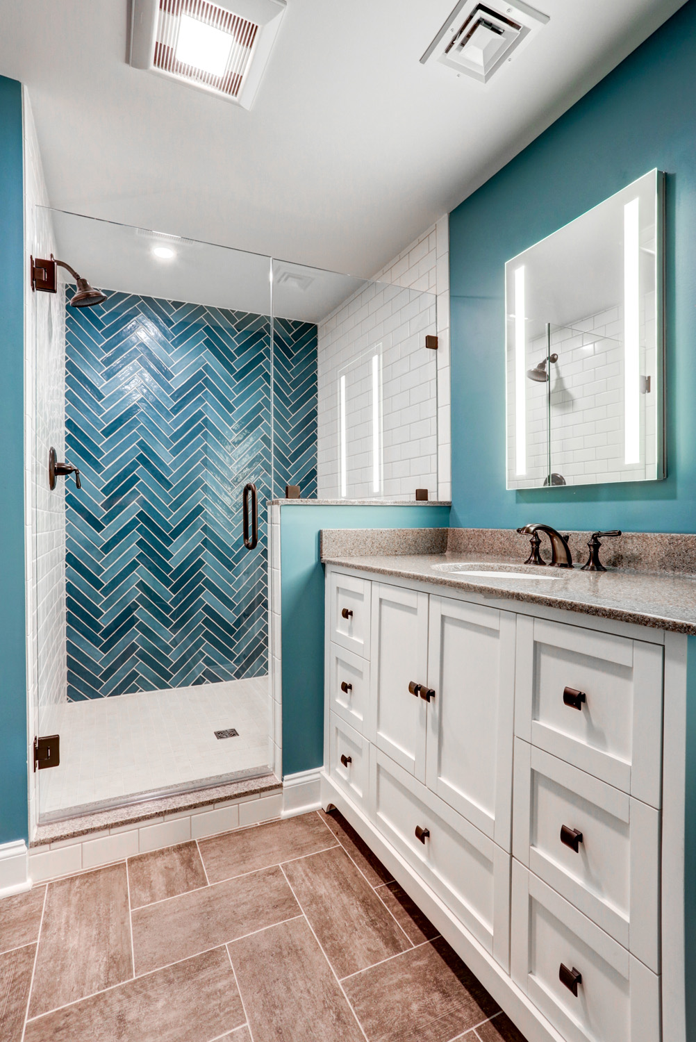 Lititz bathroom addition with shower and vanity