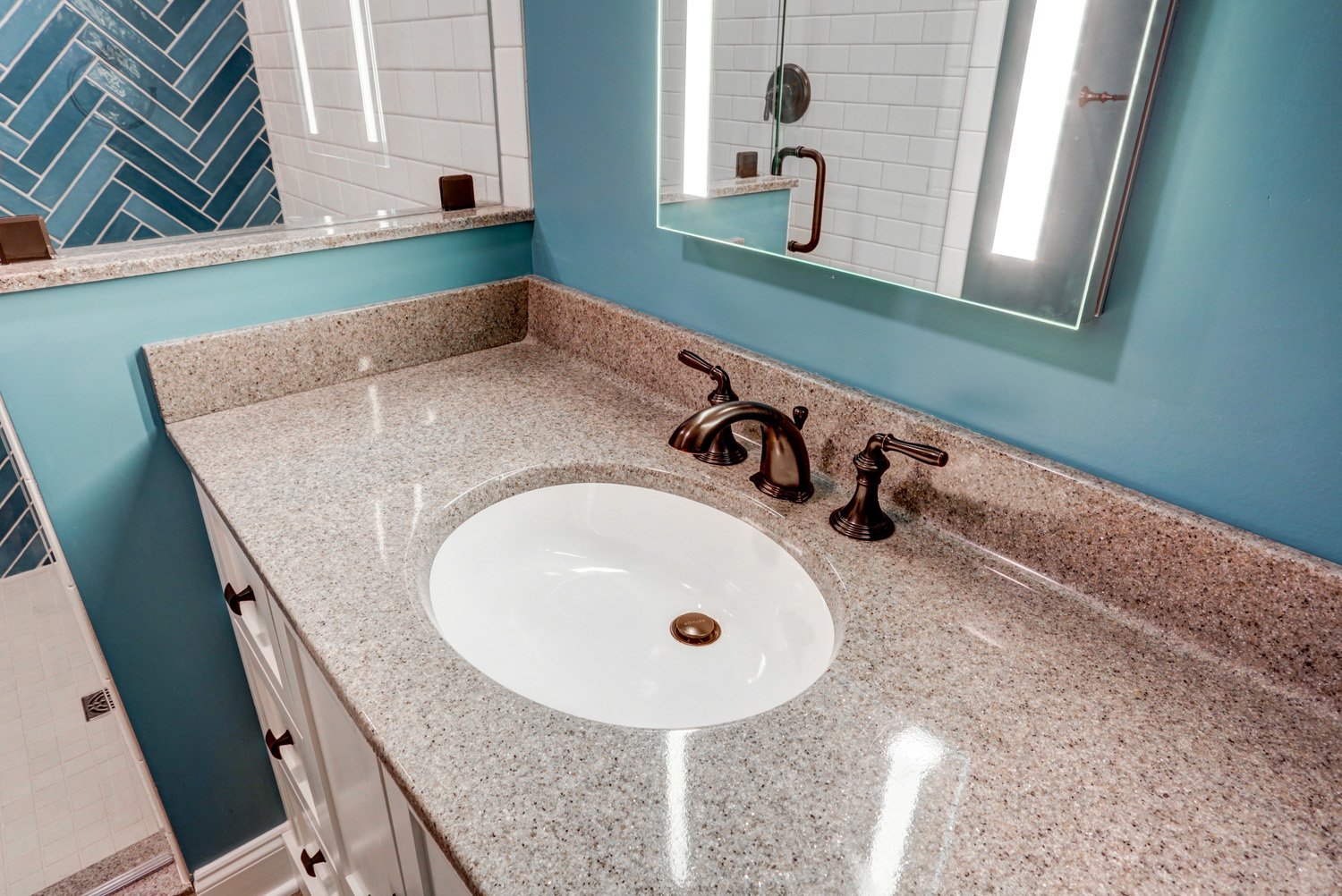 cultured marble vanity top in Lititz basement bathroom