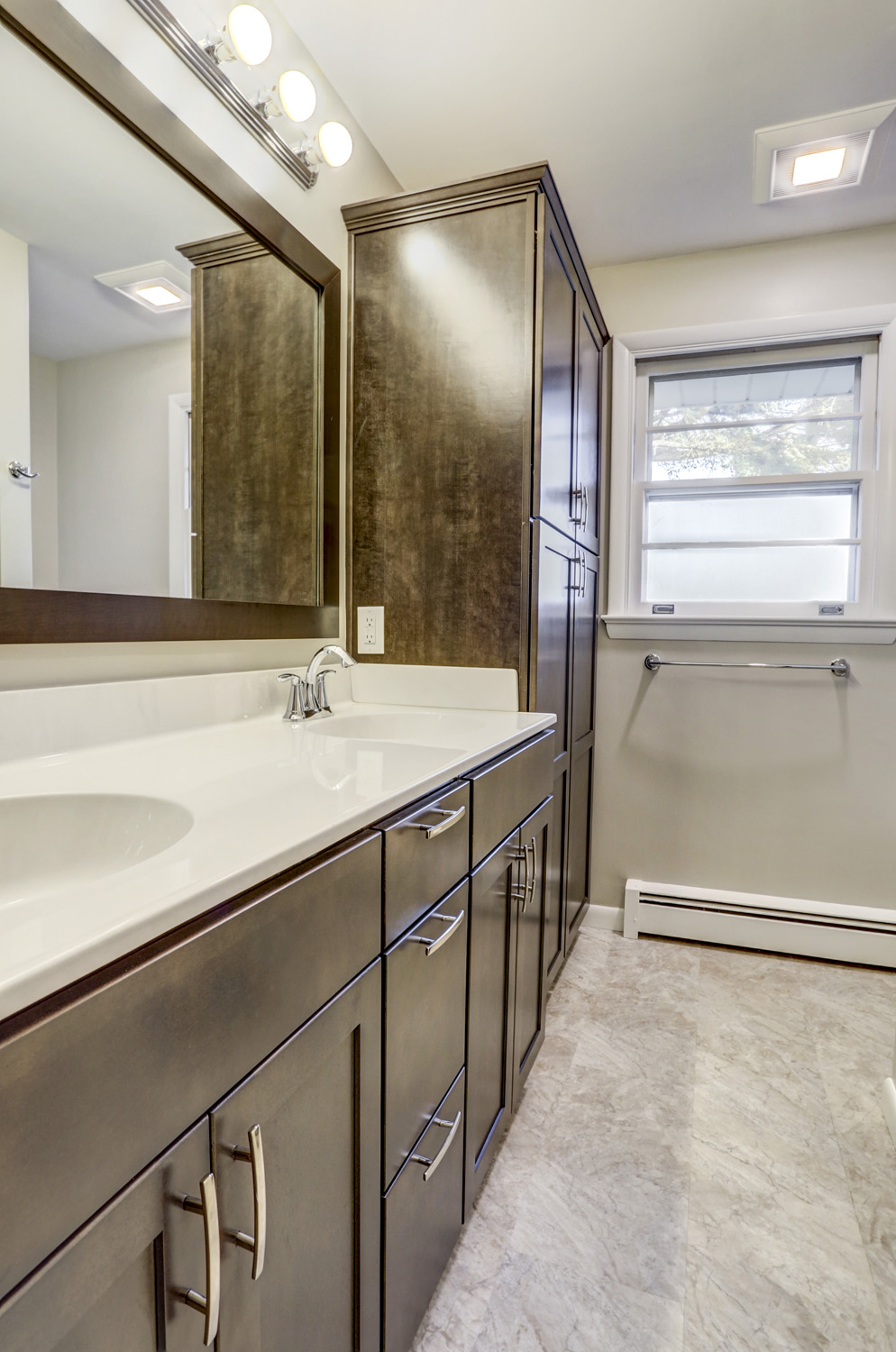 Dark brown cabinets in Manheim Township Bathroom Remodel